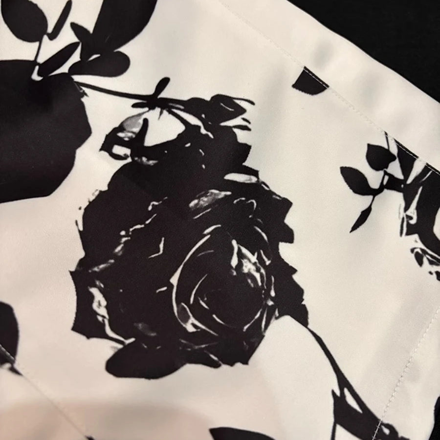 TWOTWINSTYLE Hit Color Slimming Spliced Printing Dresses for Women Halter Neck Sleeveless Temperament Dress Female Fashion New