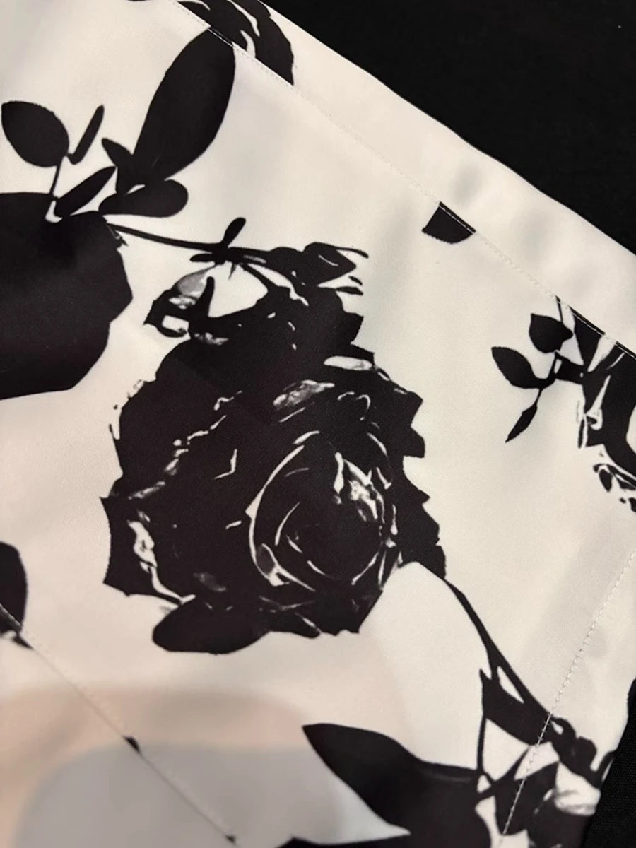 TWOTWINSTYLE Hit Color Slimming Spliced Printing Dresses for Women Halter Neck Sleeveless Temperament Dress Female Fashion New