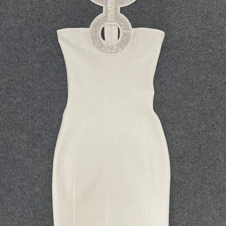 Women Summer Sexy Backless Halter Sequined Diamonds Sparkly Black Bodycon Bandage Dress 2023 Elegant Evening Club Party Dress