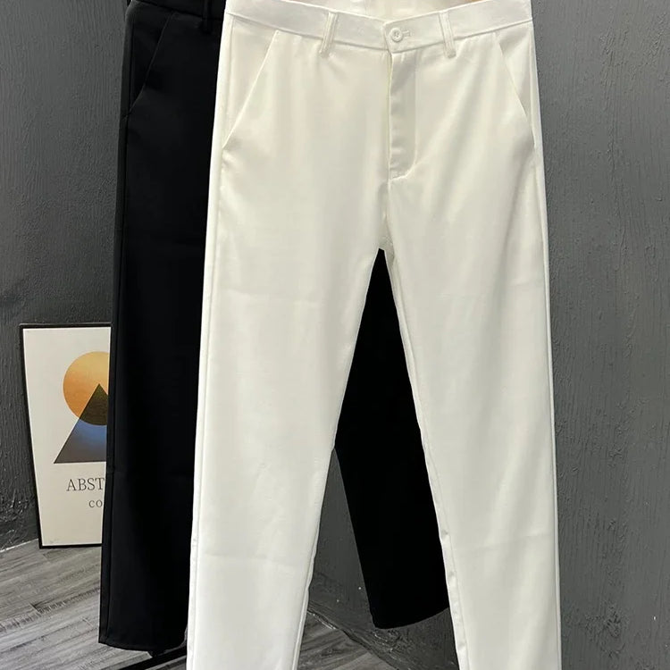 High Waist Office Elegant Slim 90cm Ankle-length Trousers Pencil Pants Women Spring Summer S-4xl Casual Formal Pantalones white