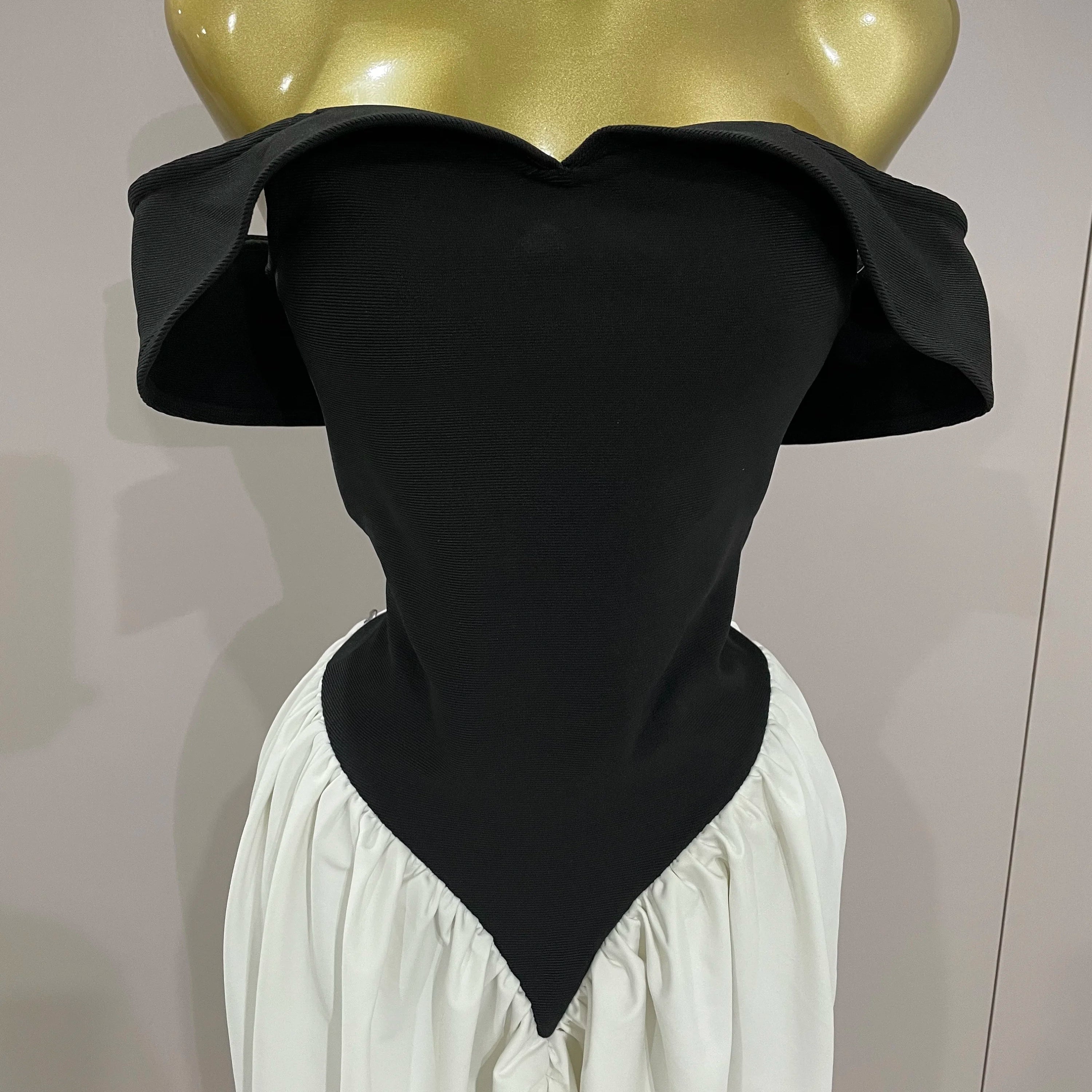 Sexy V Neck off-The-Shoulder Black And White Splicing Mermaid Floor-length dress 2025 Women Formal Evening Birthday Party Dress