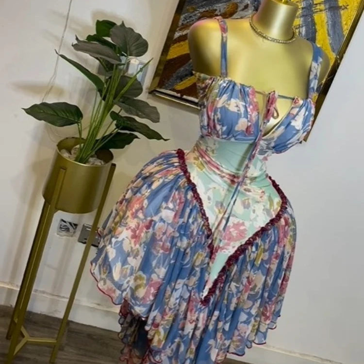 GLCMYAYA Women Patchwork Strap with Scarf A-line Maxi Long Dress 2025 Female Vacation Holiday Party Birthday Dresses Vestidos