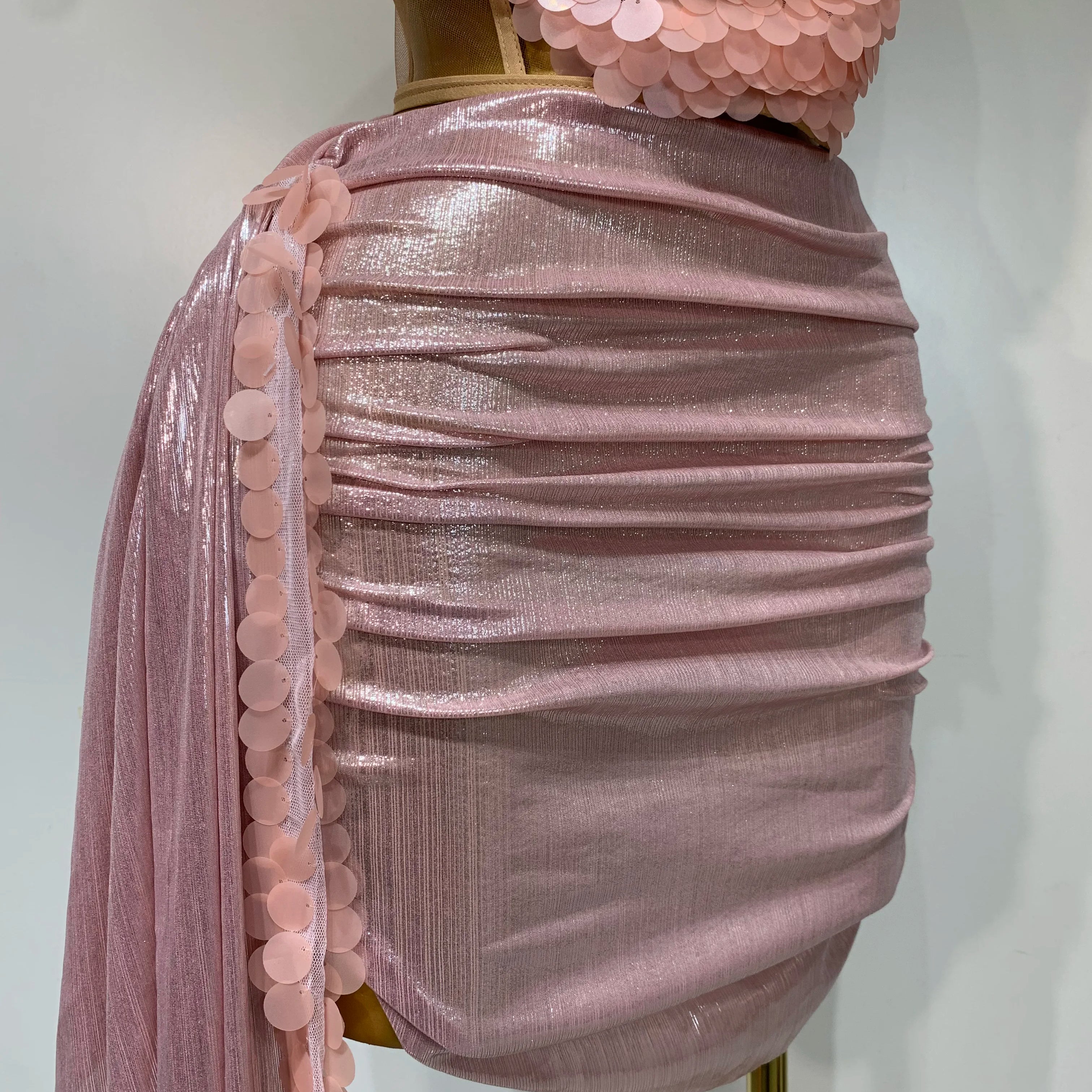 Sparkly Sequins Short Dress Women Sexy Party Evening Prom Celebrate Birthday Photo Shoot Two-piece set Nightclub Dance Costume