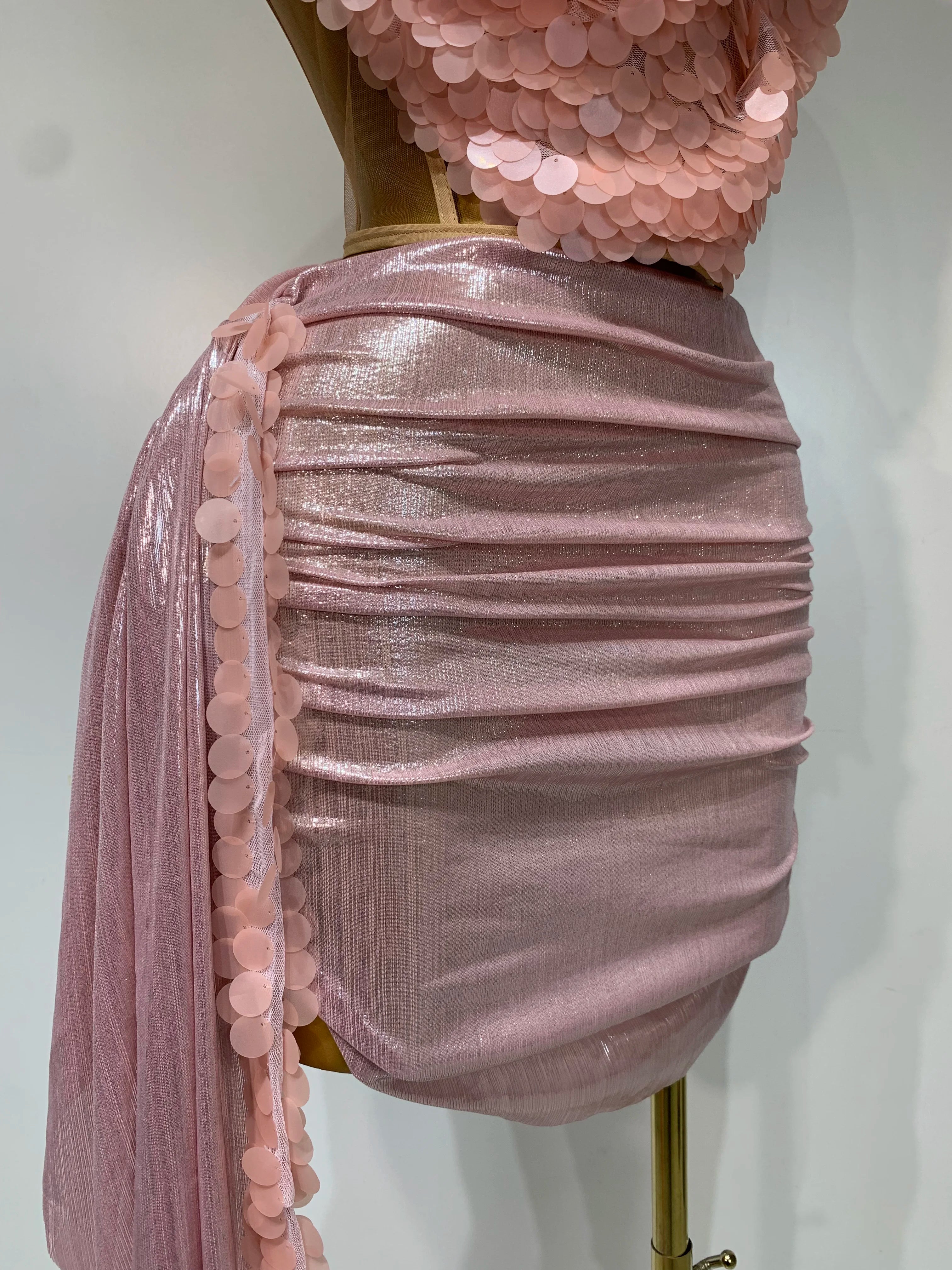 Sparkly Sequins Short Dress Women Sexy Party Evening Prom Celebrate Birthday Photo Shoot Two-piece set Nightclub Dance Costume