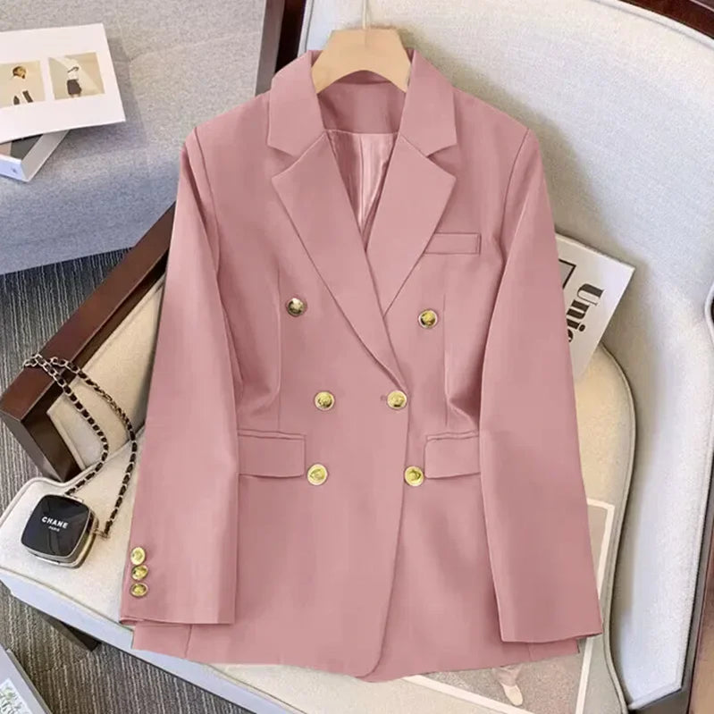 Blazer for Women Spring Autumn New in Slim Korean Fashion Outerwears Loose Women's Jacket Office Lady Women Blazer Coats Pink