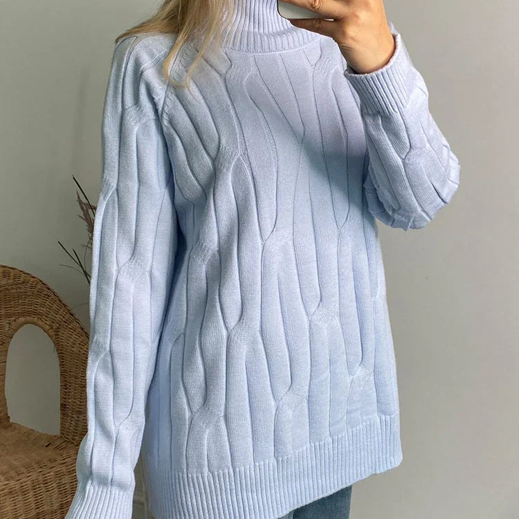 Knitted Pullover Sweater Turtleneck Women Elegant Oversized Thick Jumpers Autumn Warm High Neck Women Sweater Oversize Pullover