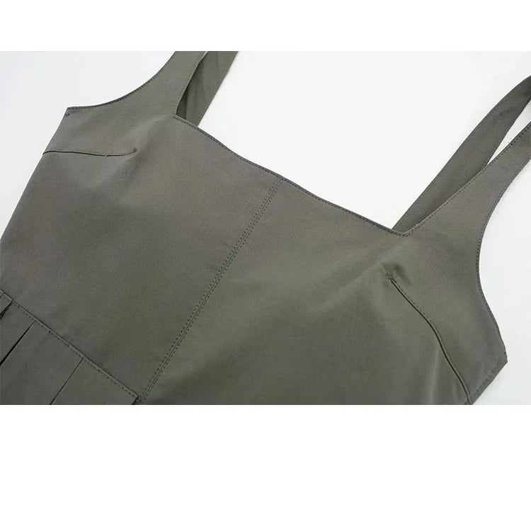 HH TRAF Summer Woman Fashion Asymmetrical Tank Tops Casual Square Neck Slim Fit Sexy Backless Tops Female Chic Pleated Top