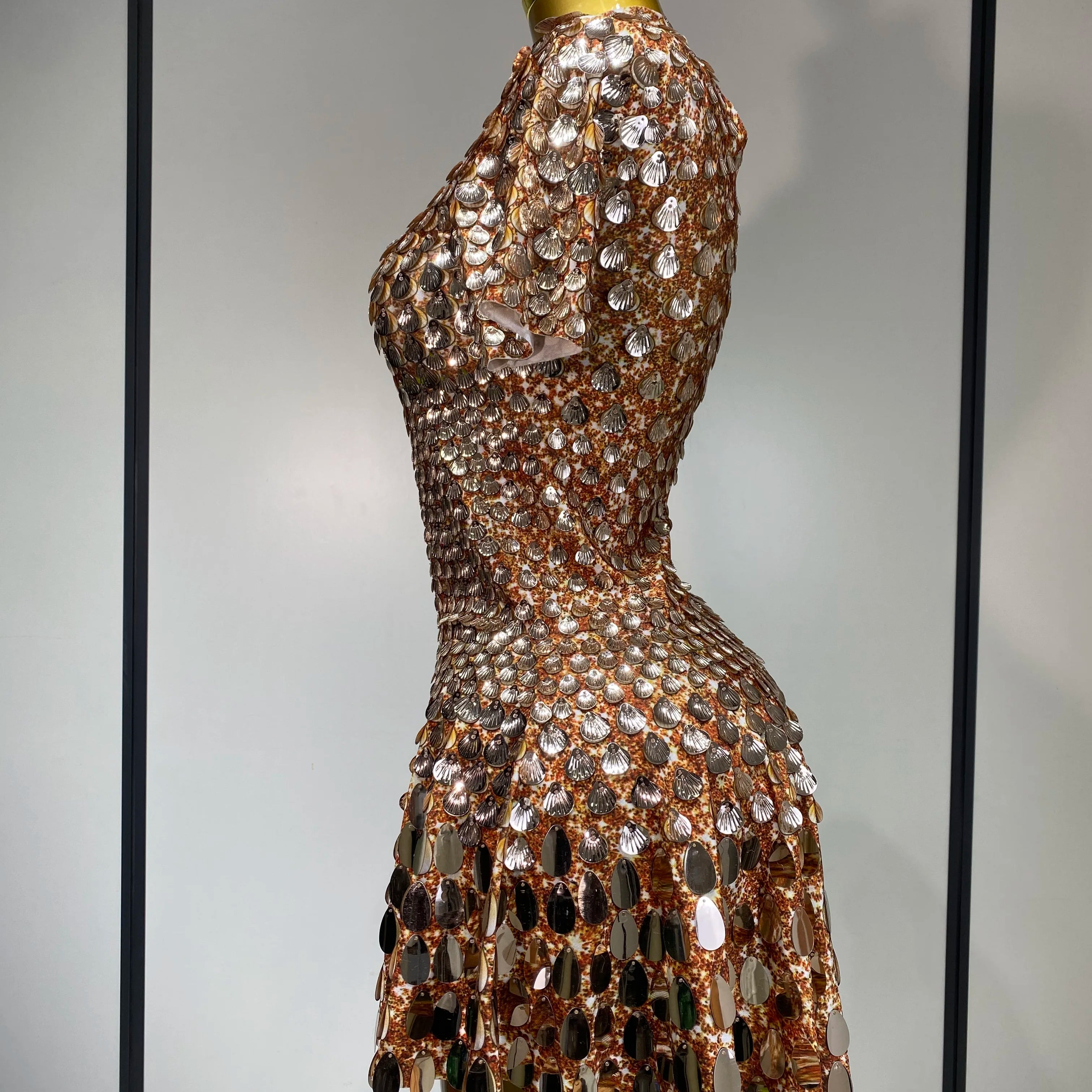 Sparkly Sequins Luxury Birthday Party Gown Short Dress Dancer Stage Performance Wear Women Sexy Nightclub Dress Festival Outfit