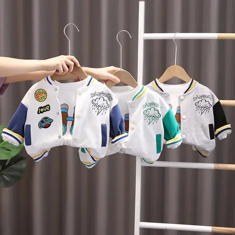 New Spring Autumn Children Boys Clothes Kids Clothing Suit Jacket Coat Pants Infant Cotton Tracksuits 2pcs/set 1 2 3 4 5 Years