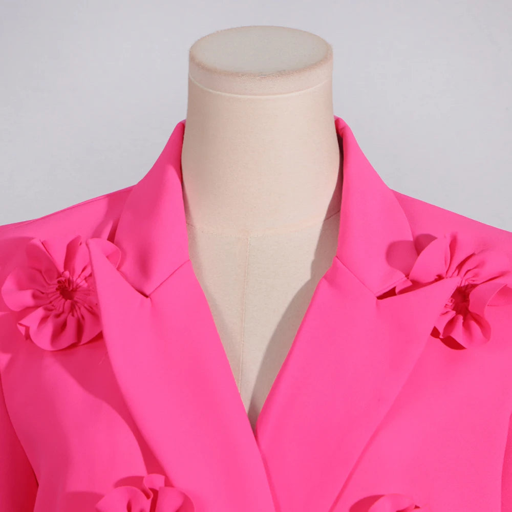 TWOTWINSTYLE Fashion Spliced Appliques Elegant Jackets for Women Lapel Long Sleeves Patchwork Double Breasted Jacket Female New