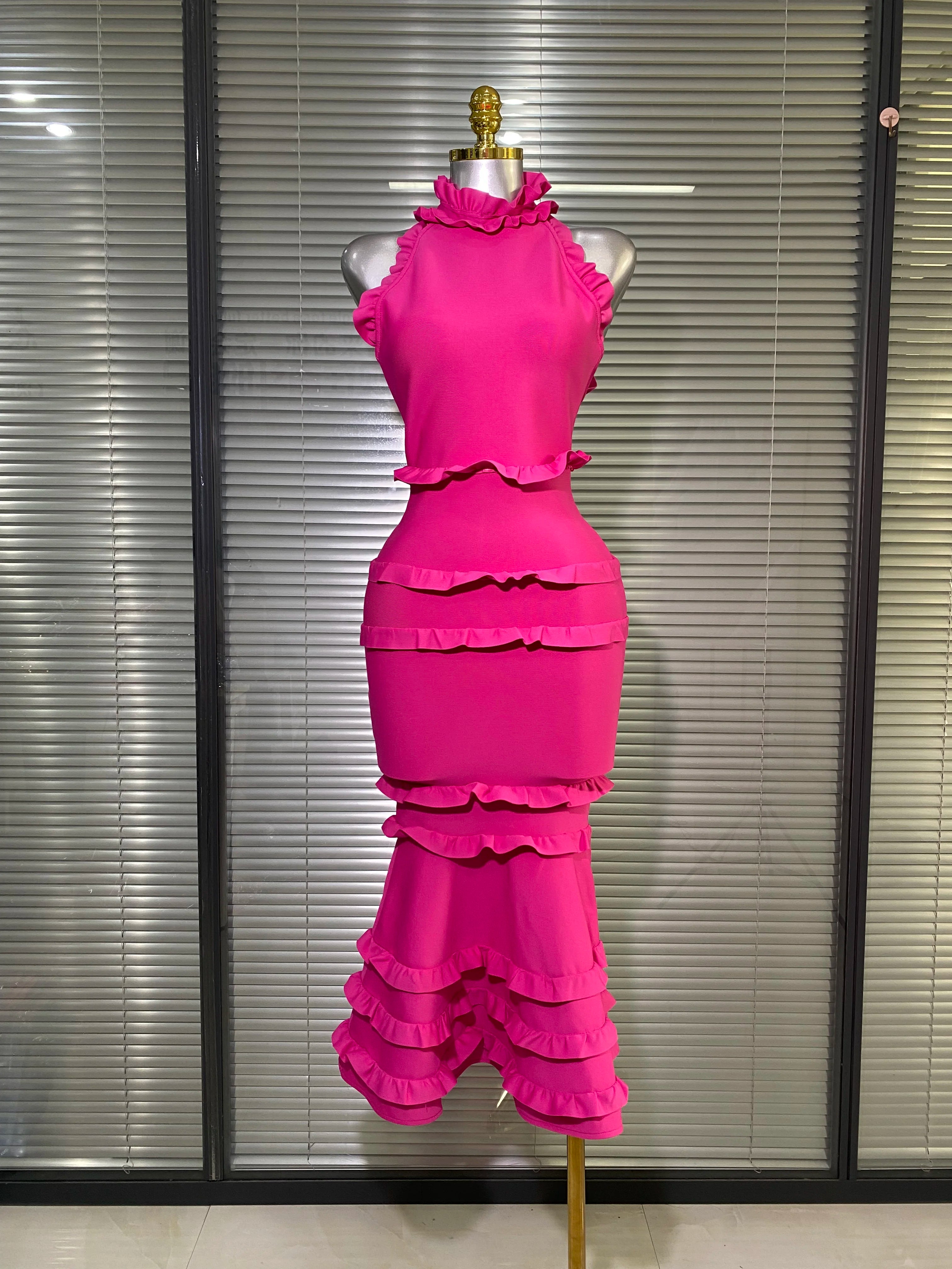 Summer New 2025 Sexy Women Tank White Bandage Dress Celebrity Knitted Elegant High Street Trumpet Bodycon Party Maxi Dress