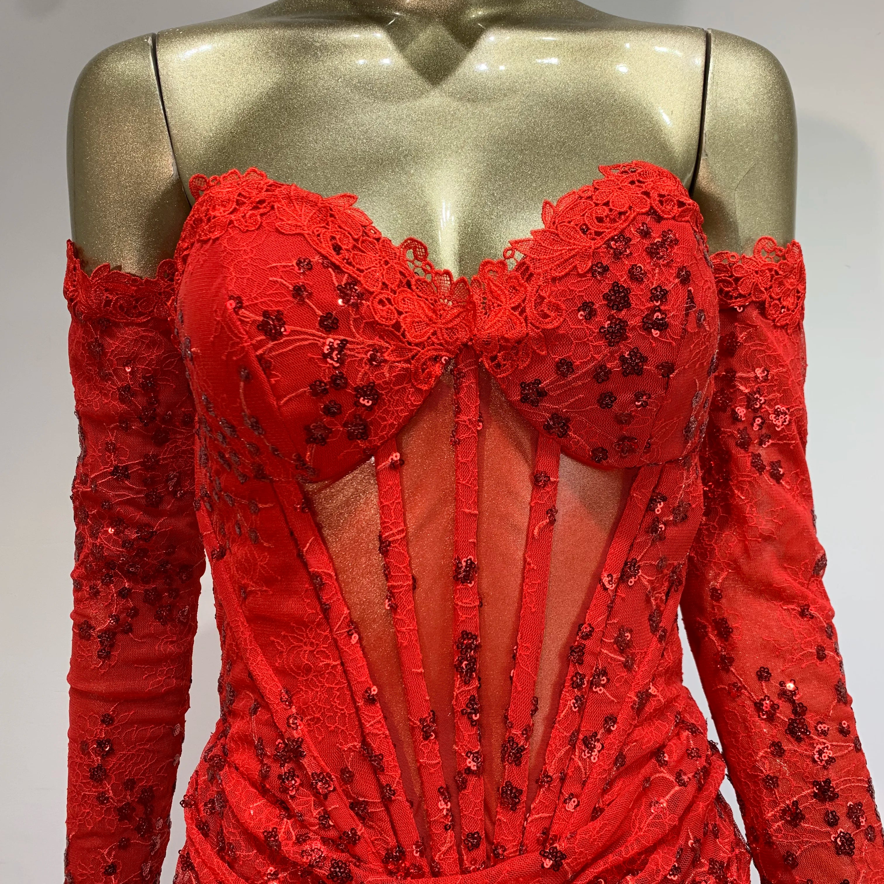 Women Summer Sexy Off Shoulder Lace Sequins Red Maxi Long Bodycon Dress 2024 Elegant Evening Party Club Dress Vestido