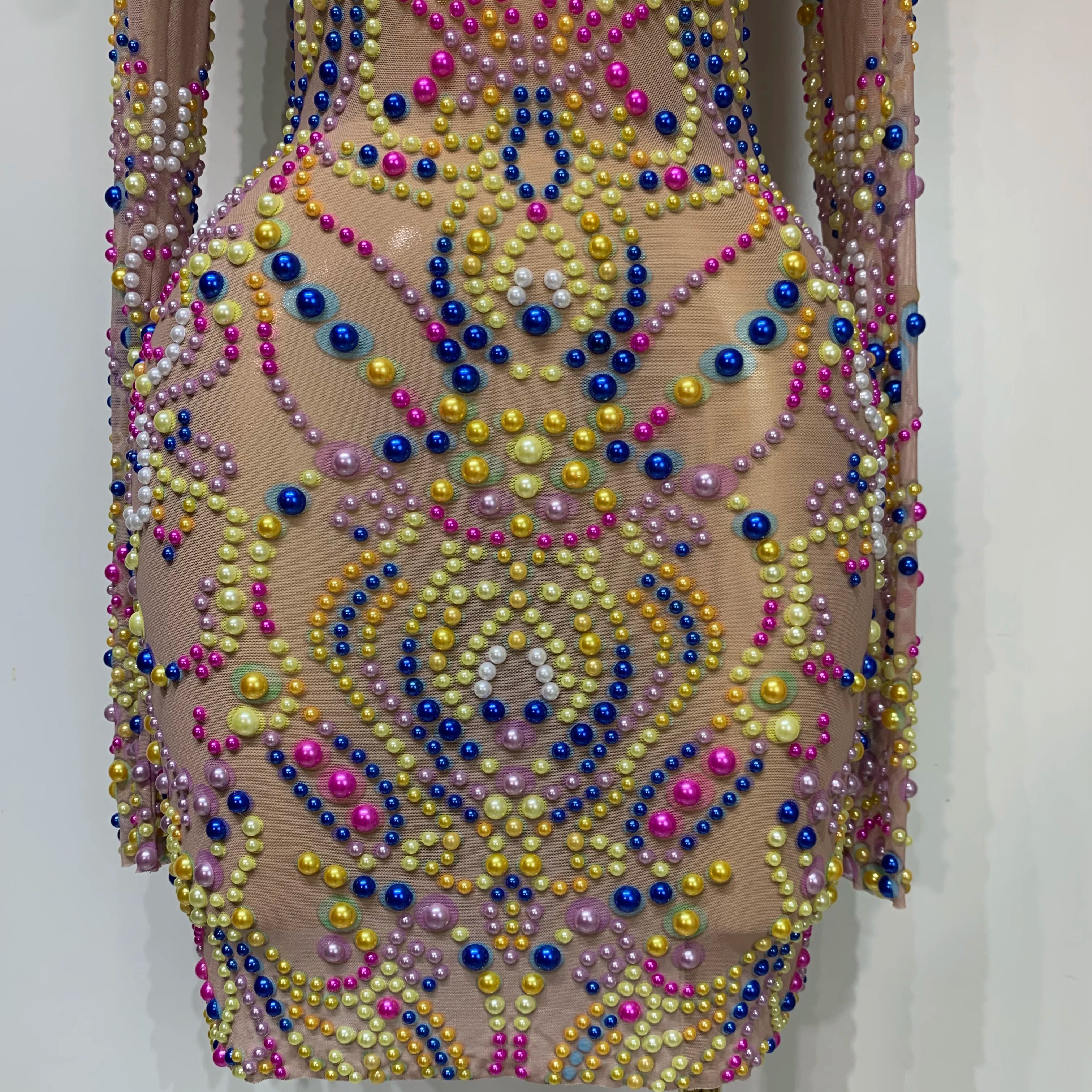 Women Sexy Transparent Mesh Stage Performance Costume Dancer Singer Nightclub Elagant Evening Party Luxury Birthday Dress