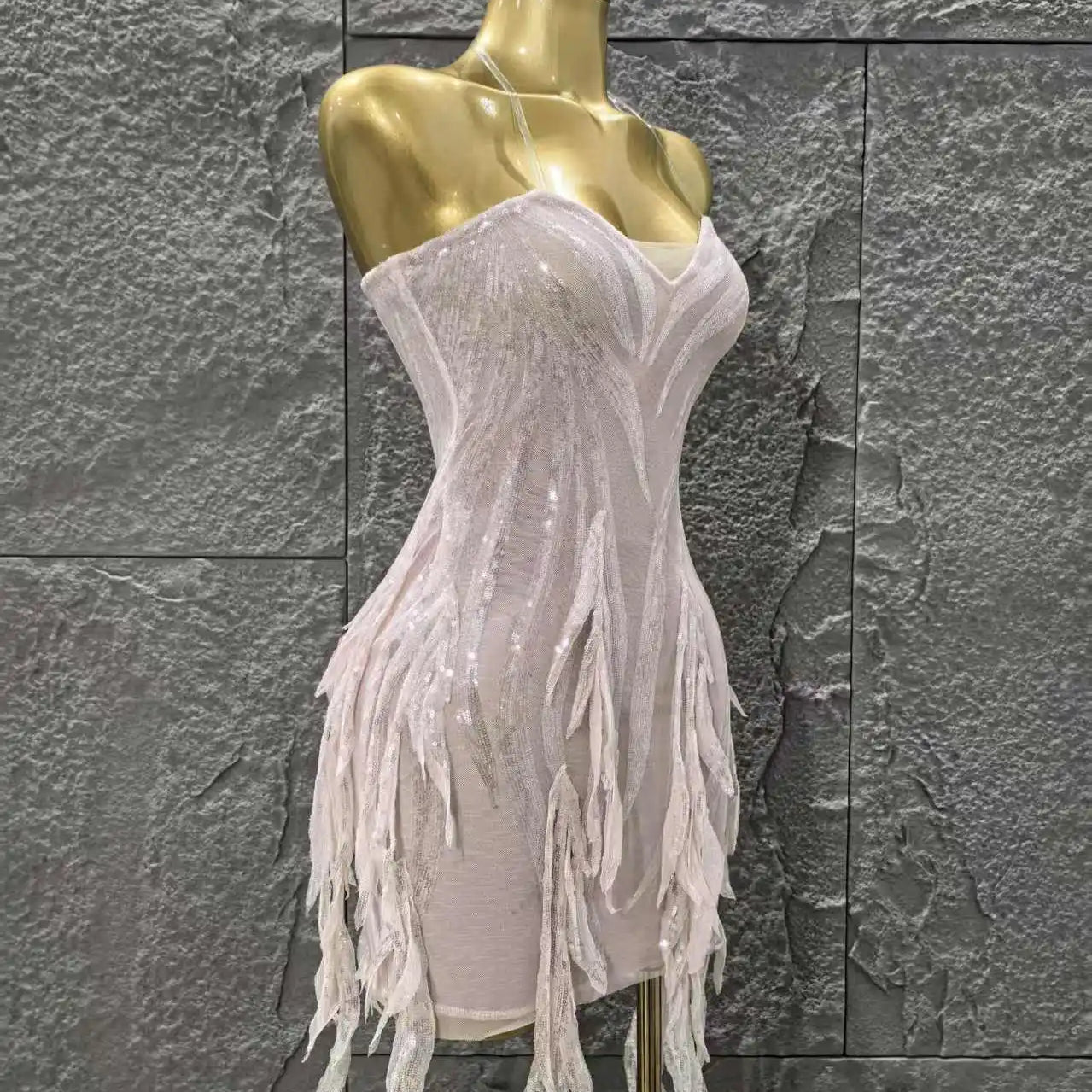 Pink Color Women Sexy Strapless Sexy Sequins Bodycon Mini Dress Nightclub Party Girls' Birthday Cocktail Outfit