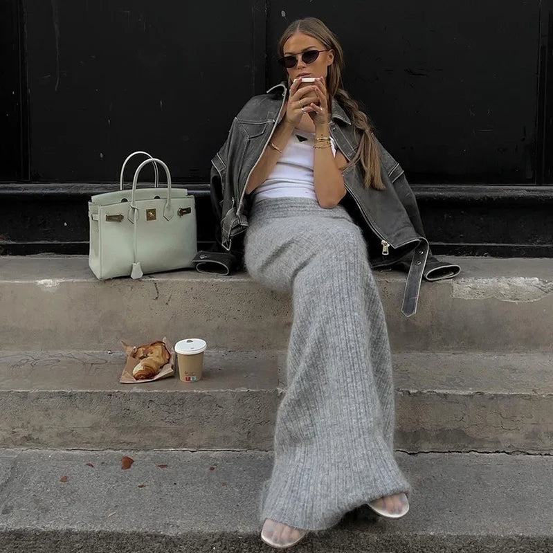 Lygens Knitting Elegant Bodycon Solid Stretchy High Waist Women'S Skirts Winter Wholesale Streetwear Korean Y2K Fashion Clothes