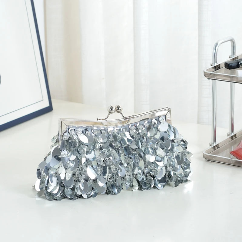 Selighting Sparkly Rhinestone Clutch Purse for Women Formal Beaded Crystal Evening Bag Wedding Prom Cocktail Party Handbag GRAY CN