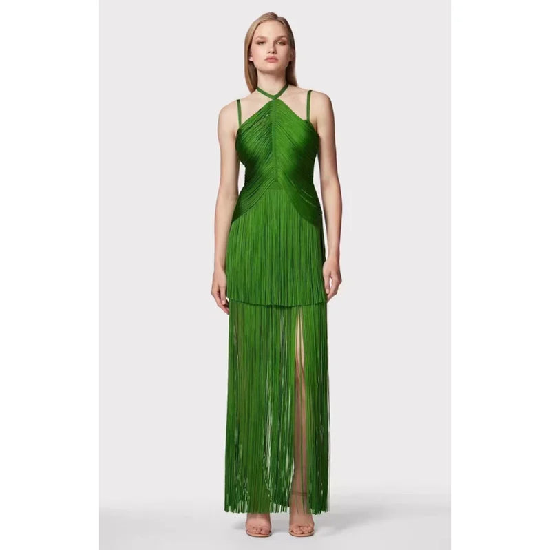 STOCK High Quality Super Shining Diamond Tassel Sexy V-Neck Mini Dress Fashion Woman Birthday Party Outfit Performance Costume