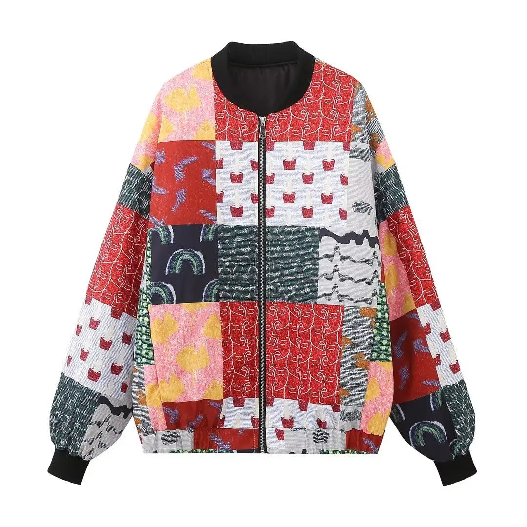 TRAFZA Women's Flower Print Coat Quilted Reversible Long Sleeve Open Front Two In One Jackets Autumn Vintage Streetwear print coat 10