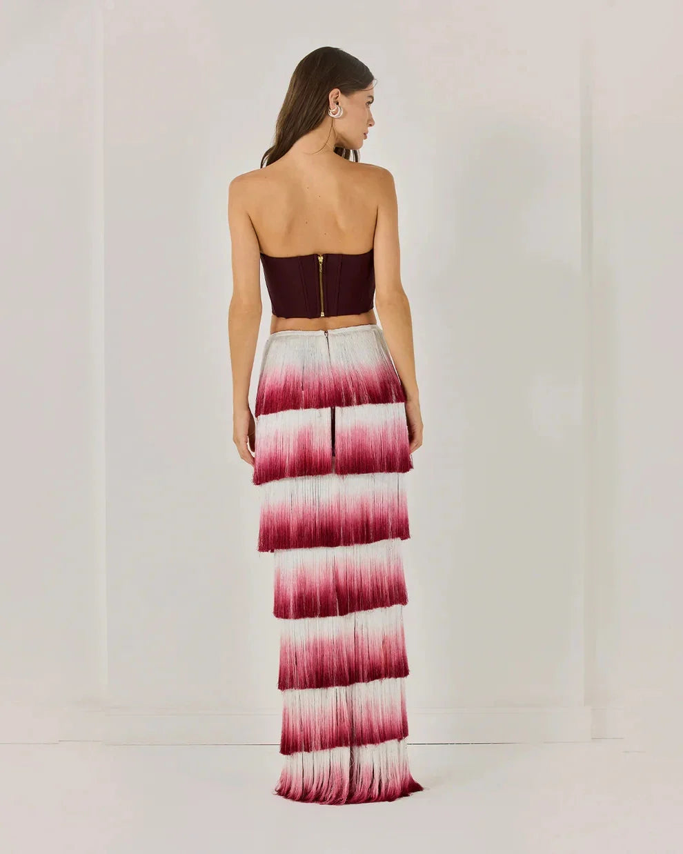 Arrival Women Sexy Strapless Gradient Tasseles Strapless 2 Pieces Bodycon Bandage Long Dress Celebrate Birthday Party Outfit