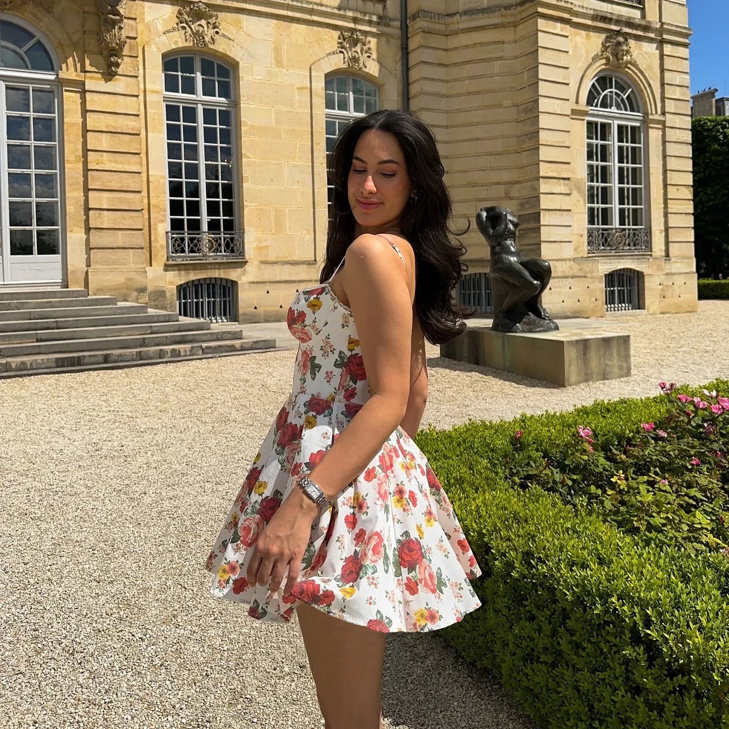 Suninheart Summer Elegant A Line Dress Lovely Floral Print Tulle Skirt Dress Casual Holiday Party Dresses Women 2024 New Arrival