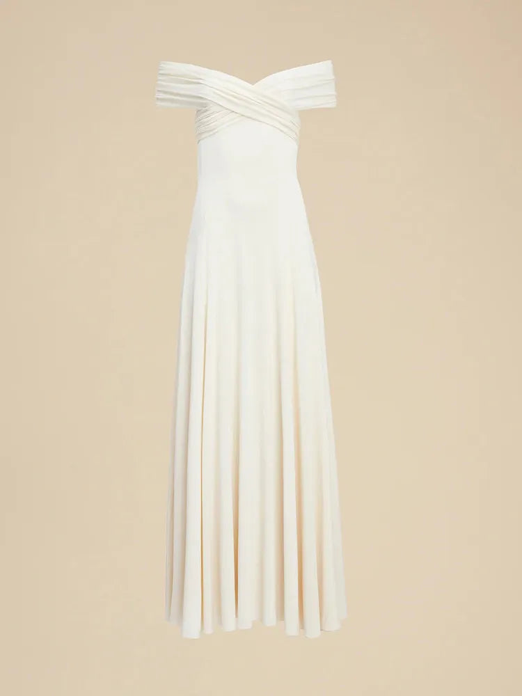 Solid Minimalist A Line Dresses For Women Slash Neck High Waist Patchwork Folds Slimming Dress Female Fashion New