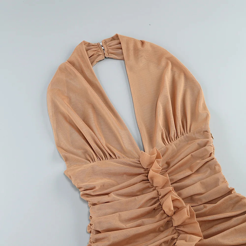 Vestido de celebridade para tapete vermelho feminino, sexy, de malha, com alças, ombro de fora, justo, comprimento médio da panturrilha, para festa e boate