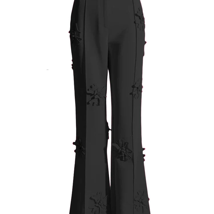 TWOTWINSTYLE Patchwork Appliques Long Trousers For Women High Waist Wide Leg Trouser Female Casual Fashion Clothing Spring