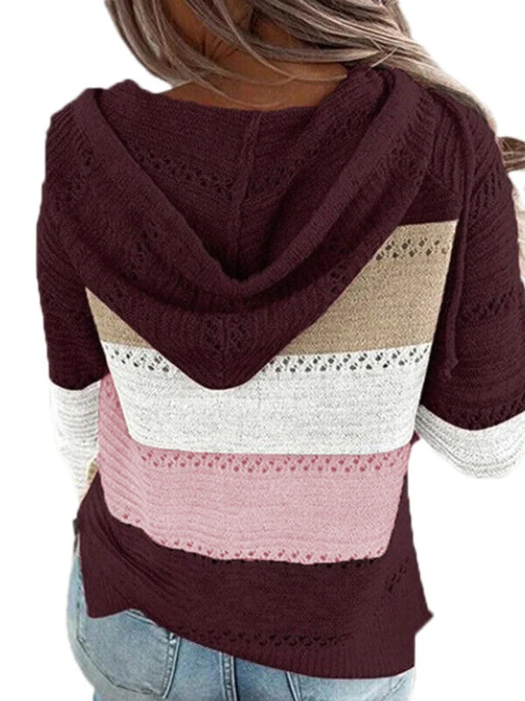 Women's Hooded Sweatshirt Women's Knitted Sweater Long Sleeve Knitted Hooded Sweater