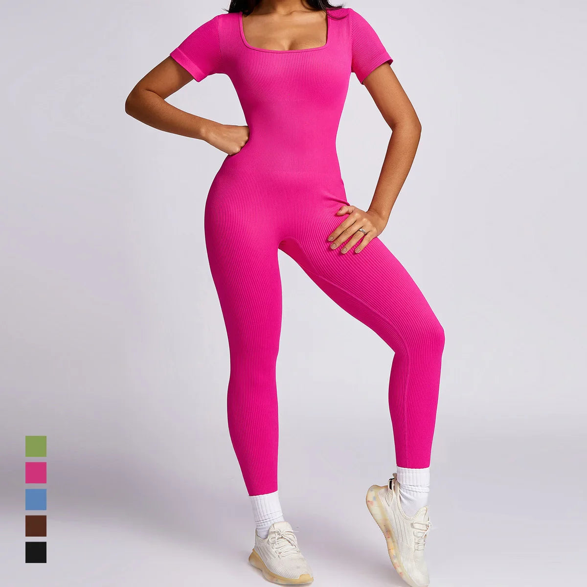 New Yoga Suits Fitness Outfit Female One-piece Jumpsuits Women Sporty Workout High-strength Thread Short-sleeved Fitness Suit