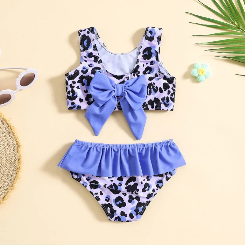 New Girls Swimsuit for Children Summer Beach Two-Piece Suits Kids Swim Clothing Backless Sleeveless Breathable Swimwear