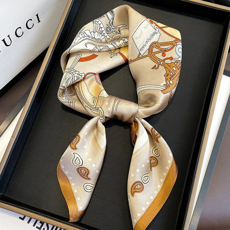 Square 100% Real Silk Scarf Women Bufanda Shawls Wraps for Lady Neckerchief Natural Foulard Femme Bandana Scarves Pashmina 2023 18217 68x68cm