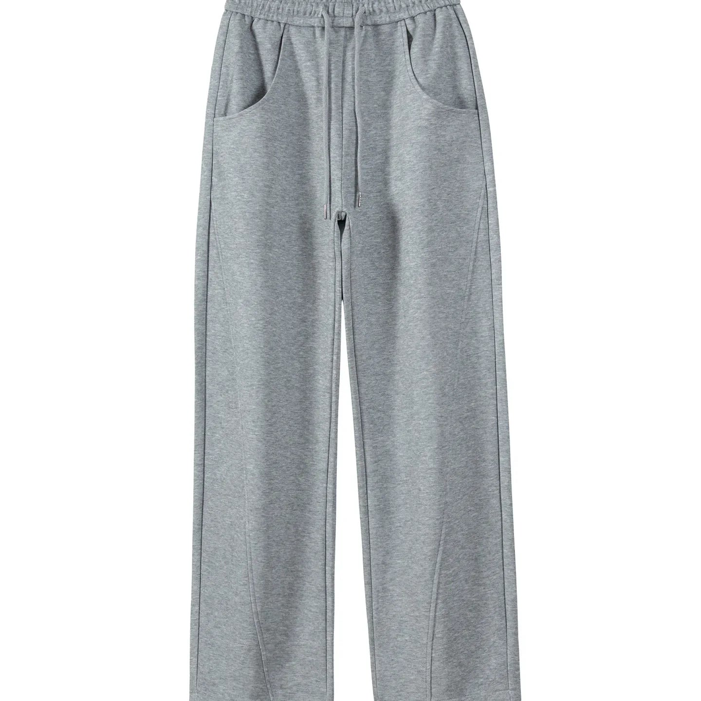 Leisure sanitary pants, feminine temperament, versatile for commuting, fashionable elastic waist pocket, straight tube GRAY