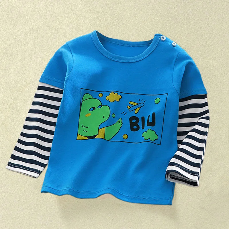 Children's Clothing Boys Girls T-Shirt kids clothes Cartoon Tops Long Sleeve Baby Clothing Autumn Winter Cotton Print Sweatshirt Style 2 thick