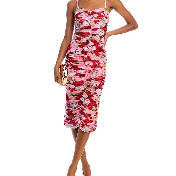 Print Color Women Sleeveless Sexy Strap Bodycon Mid-calf Dress Celebrate Nightclub Party Vacation Birthday Dress Wholesale