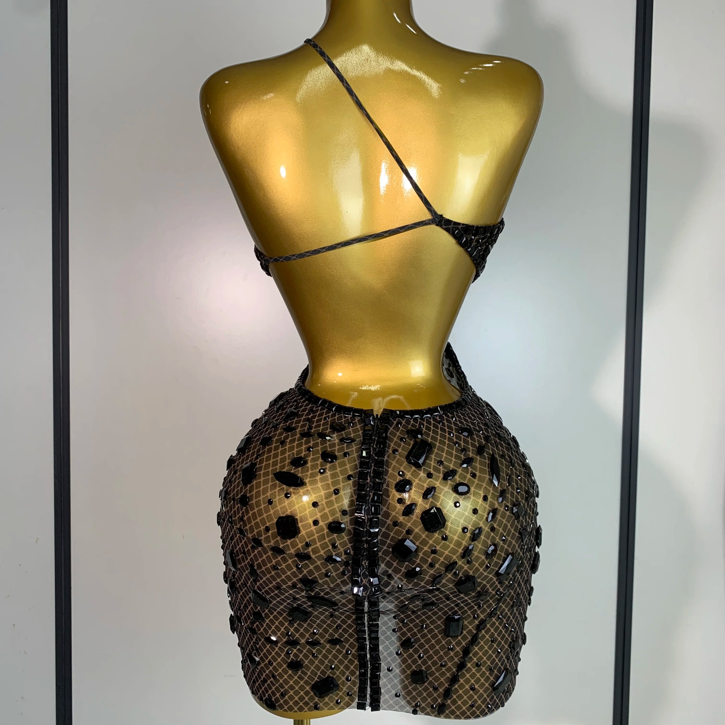 Arrival Women 2025 Sexy Backless Hollow Out Diamond Evening Prom Gown Birthday Luxury Celebrate Stage Nightclub Outfit