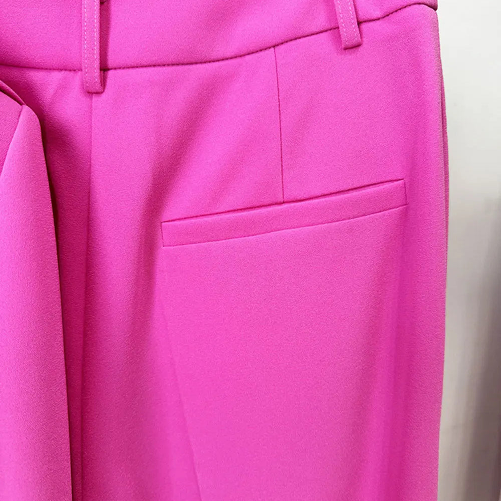 2024 Elegant Women's Light Luxury Suit Pants Set with Large Collar Long Sleeve Slim Fit Short Suit Coat and Pants Two Piece Set