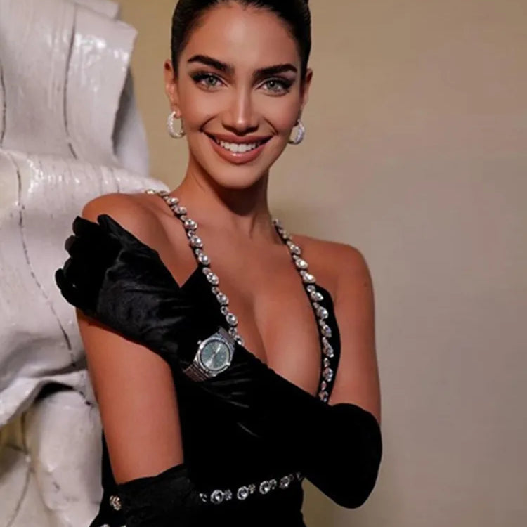 Women Luxury Sexy Backless Sequined Sparkly Split Black Midi Bodycon Bandage Dress 2022 Elegant Evening Club Party Dress