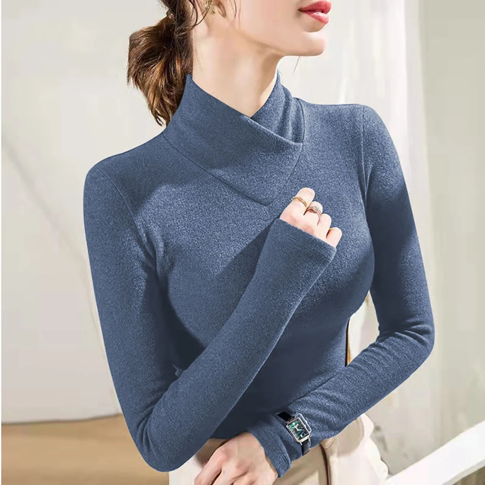 Winter Imitate Mink Wool Hot Fleecing Female Casual Sweater O-neck Long Puff Pink Solid Women Knitted Tops Elastic Pullovers Blue One Size