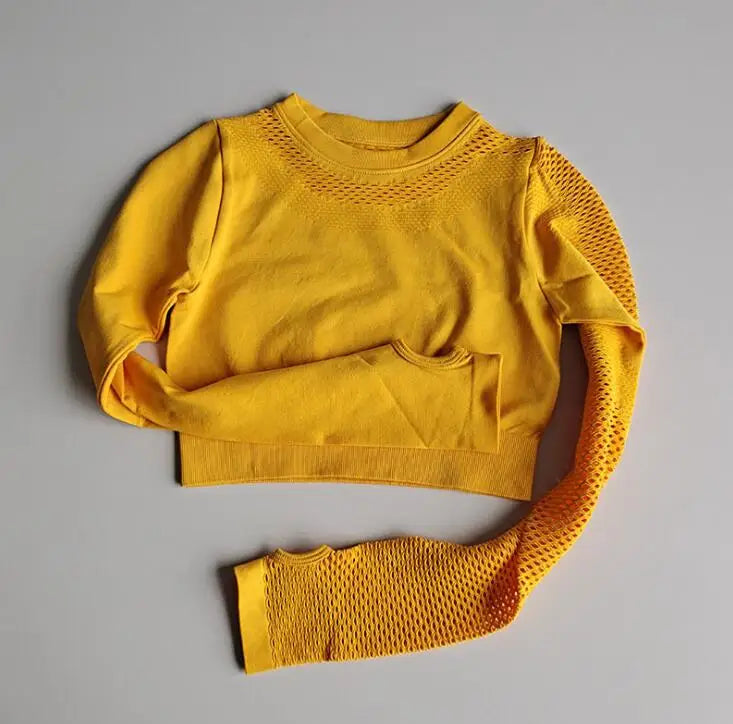 1/2Pcs Seamless Yoga Set Women Gym Sportswear Outfit Yoga Pant Leggings One Shoulder Sports Bra Workout Cloth Tracksuit yellow top