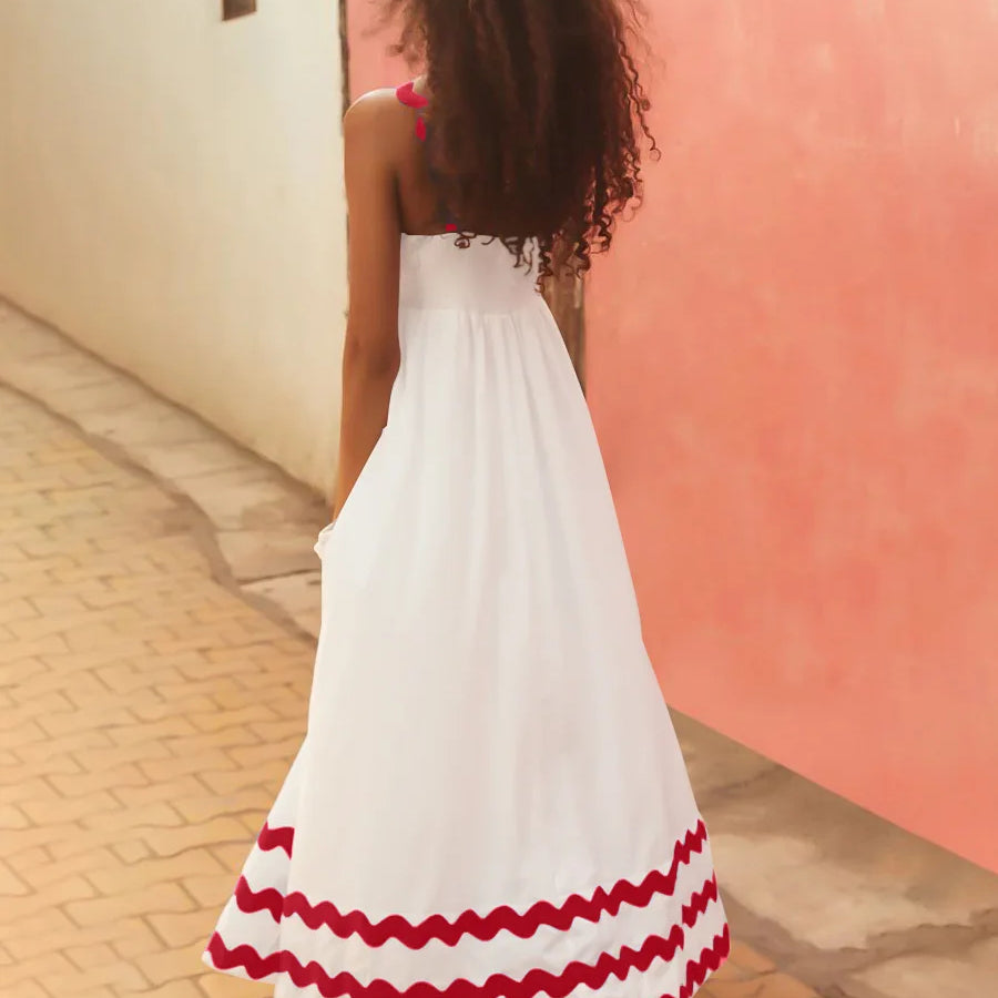 Striped O Neck Printed Long Maxi Dress Women Fashion Sleeveless Streetwear Female Loose Beach Holiday Vestidos Robes