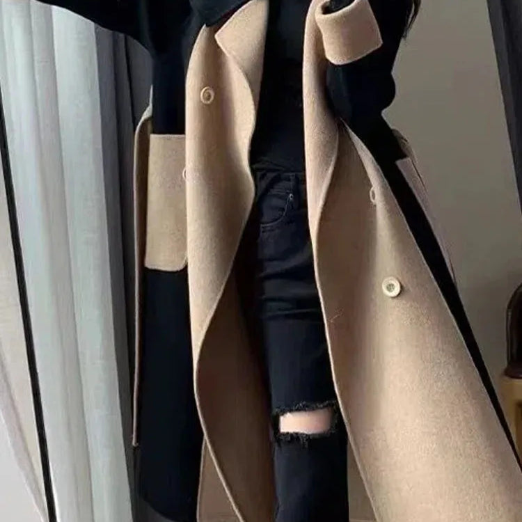 Elegant Women Woolen Coat Long Sleeve Streetwear Korean Fashion Jackets Loose Fairycore Vintage Autumn Winter Coats black