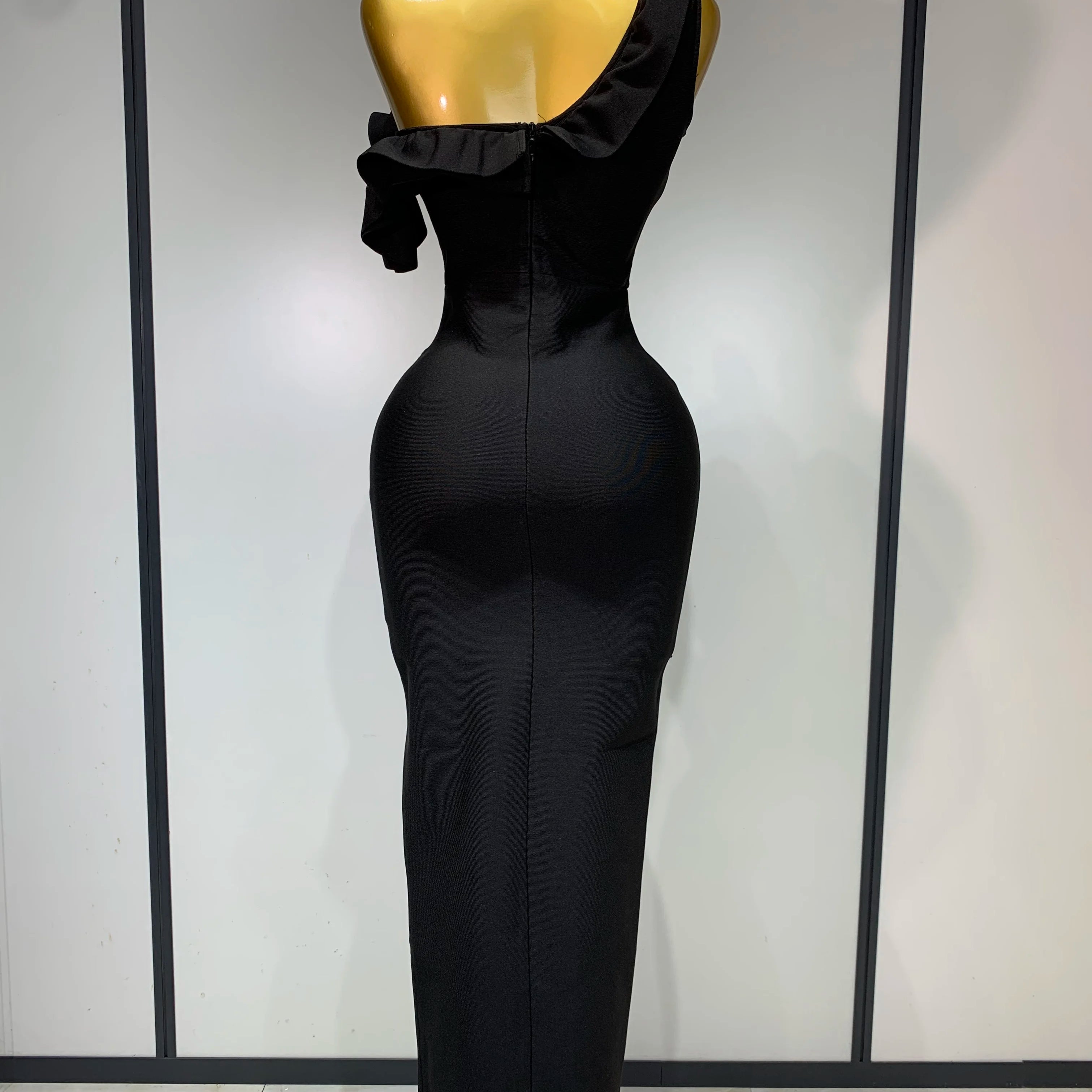 Women Sexy Backless Ruffles Bodycon Split Bandage Dress 2025 Celebrity Elegant Evening Party Luxury Birthday Dresses