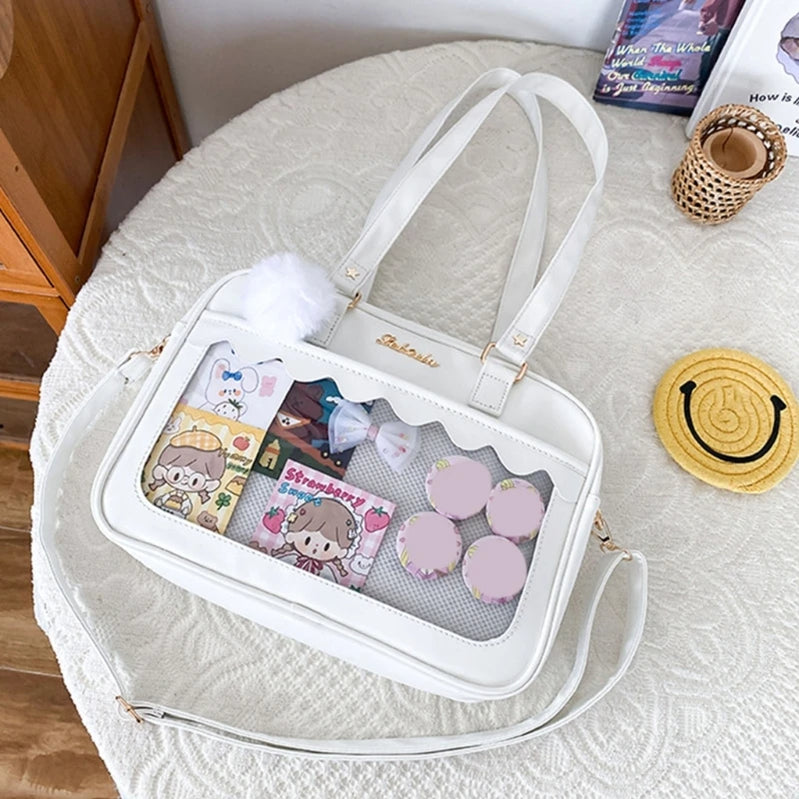 Japanese Shoulder Bag For Women PU Leather Itabag Transparent Bag JK Tote Bag Handbags Preppy Bag ita bag Crossbody Bag