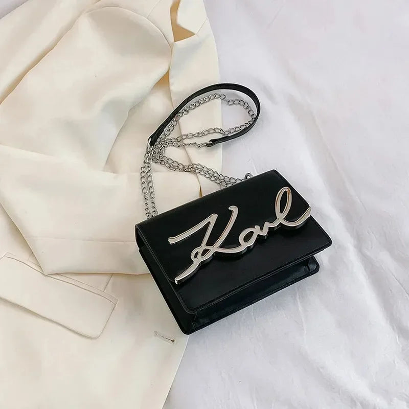 Casual Shoulder Bags PU Leather Crossbody Bags for Women Retro Chain Purses and Handbags Luxury Designer Bags Portable Flap Bag black