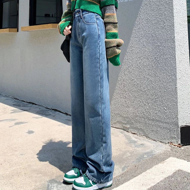 High Waisted Women Denim Jeans Straight Loose New Arrival Daily Pants Fashion Brand Spring Summer Trousers All-match