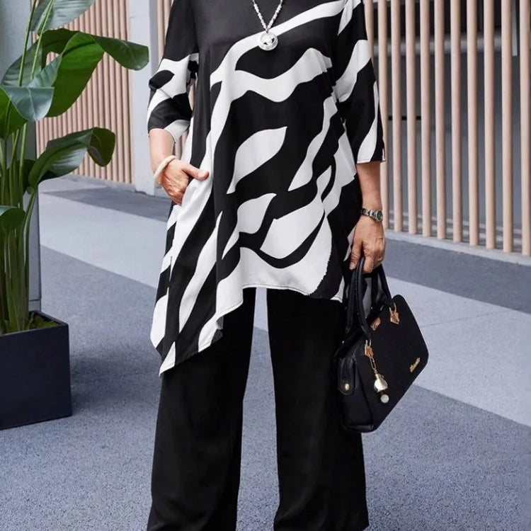 2 Piece Women Sets 2025 New Arrival Plus Size Summer Matching Sets Print Two Pieces Sets Top And Pants Suits Outfits Clothing