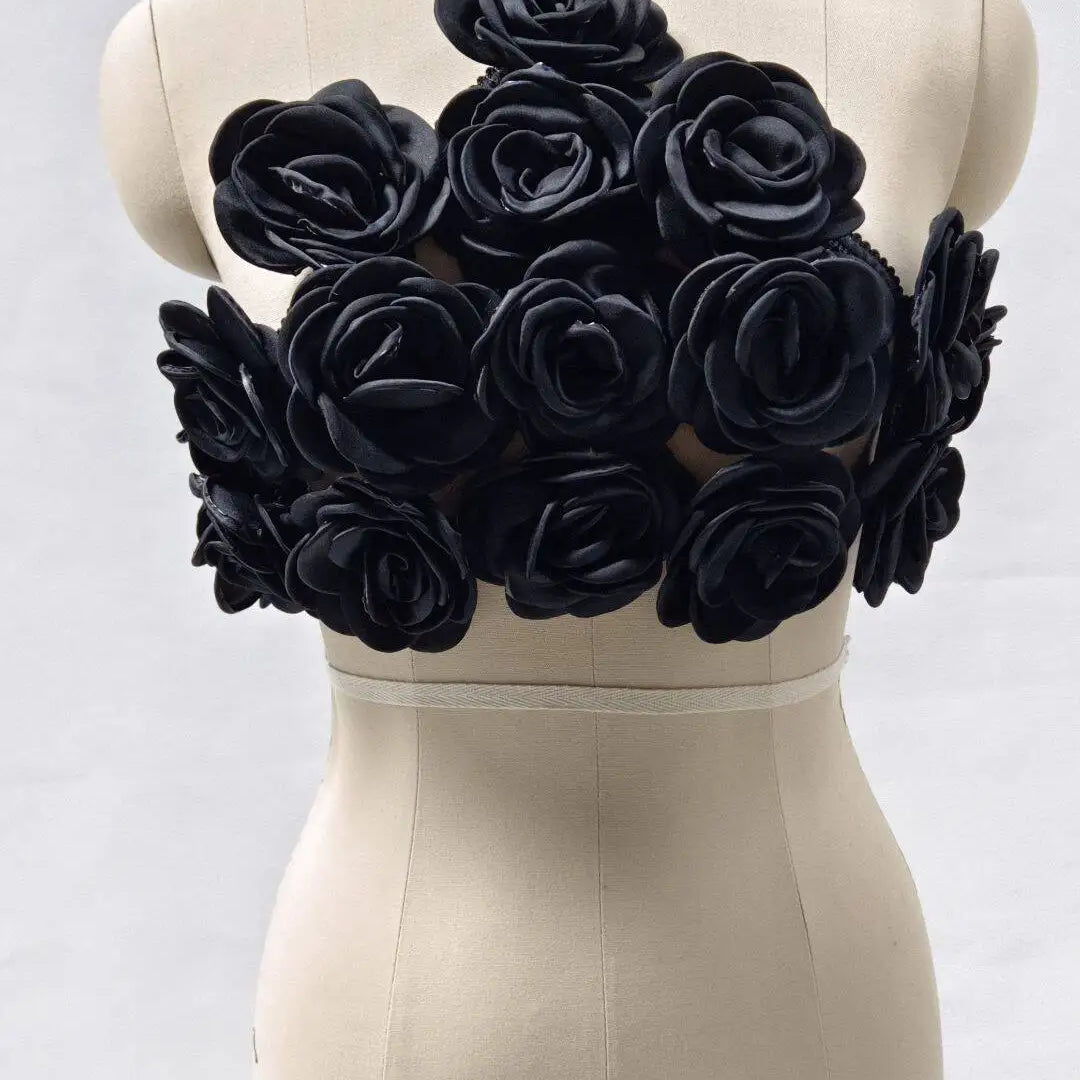 Summer Women Sexy Strap Big Flowers Bodycon Mini Tops Off the Shoulder Nightclub Party Celebrate Wear