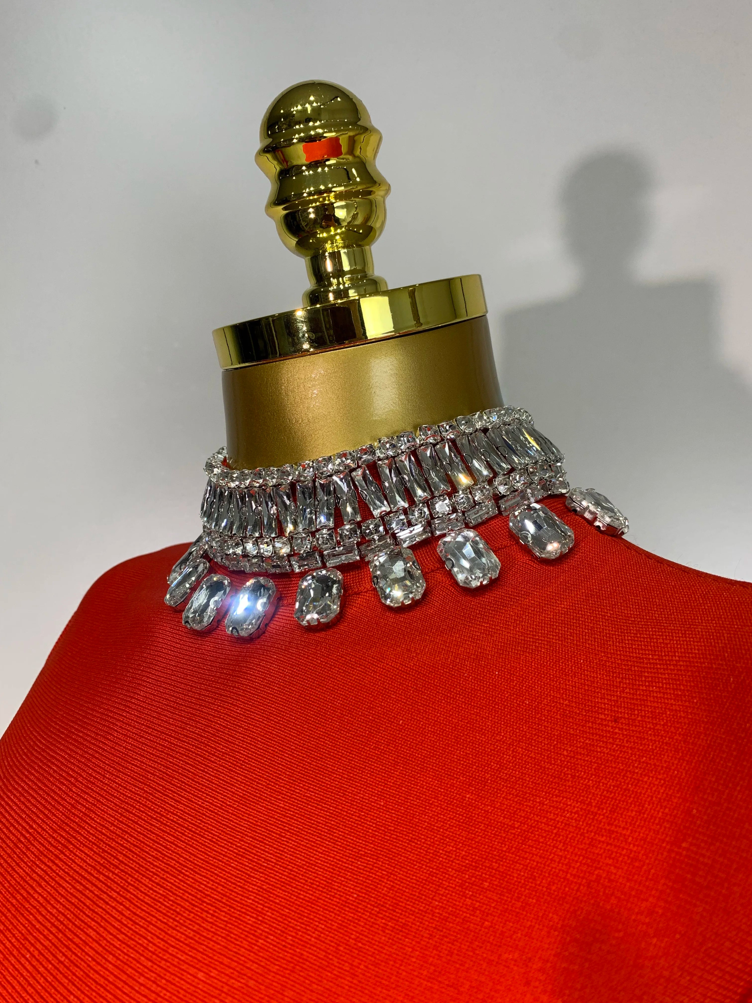 Sparkly Diamonds Neck Flare Sleeve Red Long Bandage Dress 2025 Elegant Woman Evening Party Dress Cocktail Party Club Outfit