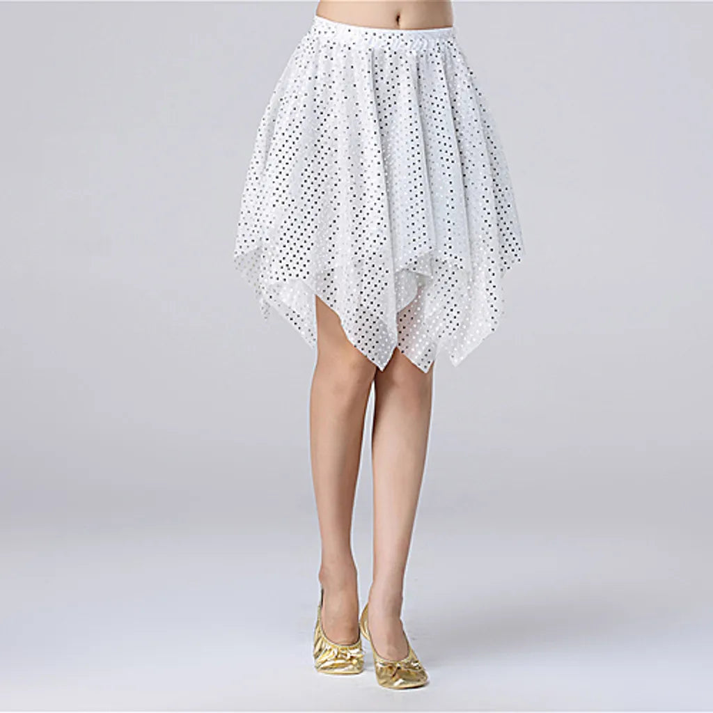 Women's Tutu Skirt Mini Short Skirt For Women Star Sequined Mesh Skirt Belly Latin Dancewear Fairy Tulle Skirt Costume Clothing I One Size