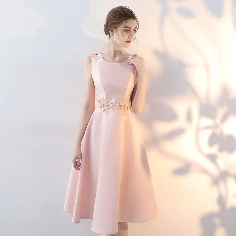 Luxury Evening Dresses Pink Party Dress Korean Medium Length Elegant Bridesmaid Gown For Women